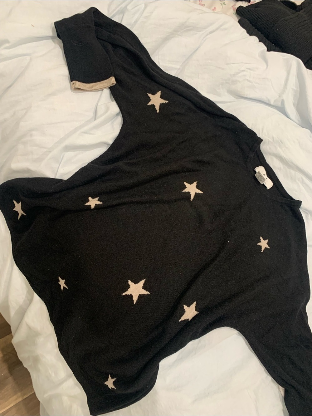 Magaschoni Black Sweater with Cream Star Pattern